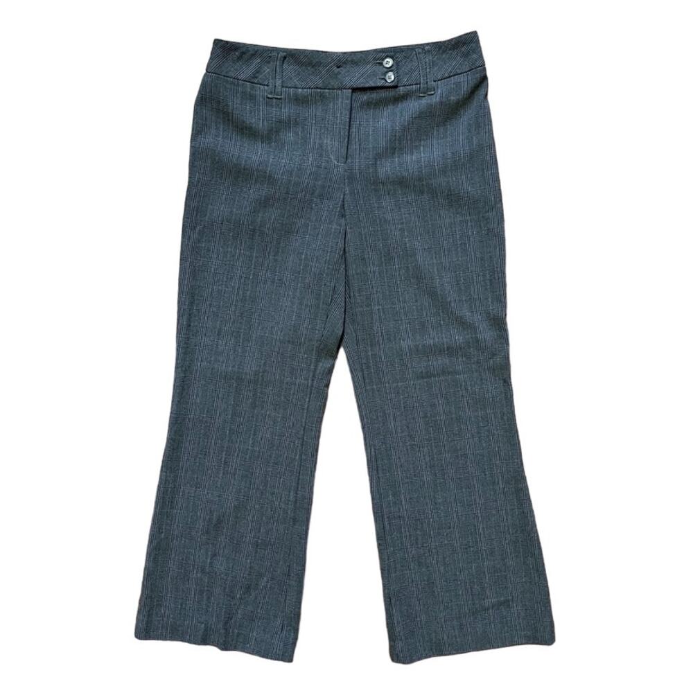 DALIA COLLECTION Wide Boot Stretchy Glen Plaid Trouser Pants Gray Y2K SZ 8P